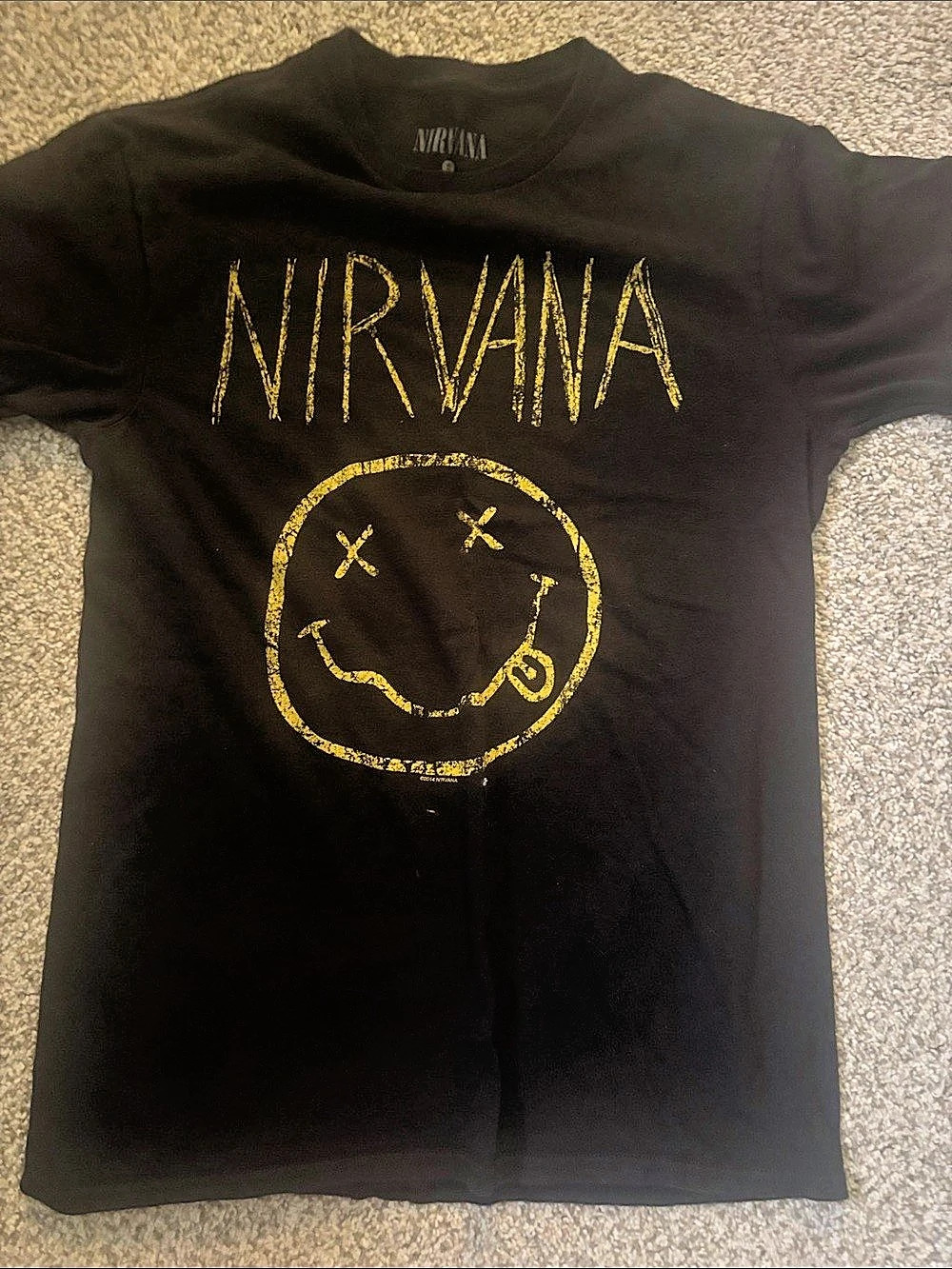 Nirvana Smiley Face Graphic T-Shirt Black Small